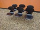 6 black chairs designed by Arne Jacobsen Model 3100 with 3 legs in good 
condition 5000 m2 showroom
