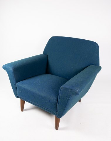 Armstol - Mørkeblåt Uldstof - Ben I Mørkt Træ -Dansk Design - Fritz Hansen - 
1960