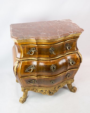 Chest of drawers of walnut with marble top plate from Denmark around the 1880s. 
5000m2 showroom.
