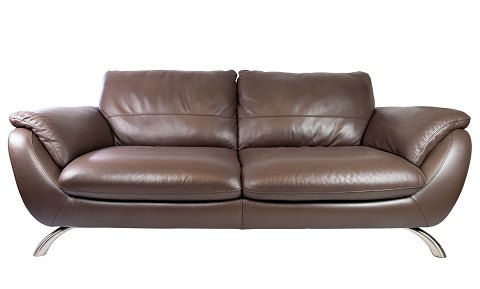 Large 2-person sofa - Brown leather - Metal frame - Made by Italsofa
