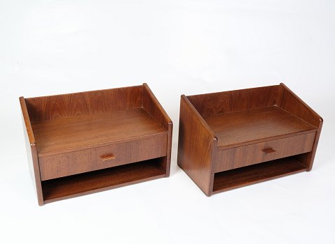 Wall-hung bedside tables - Teak wood - Drawers - 1960Great condition