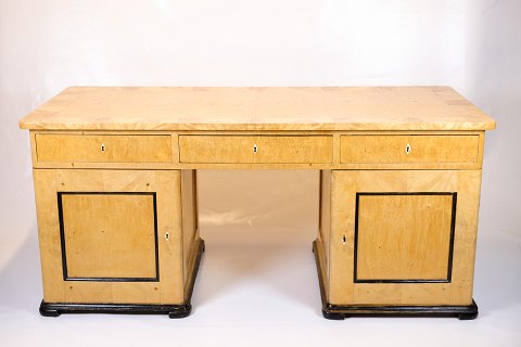 Antique Desk – Late Empire Style – Birch Wood & Intarsia – 1840s
