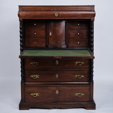 Secretary – Mahogany – Green Felt Cloth & Brass Handles – 4 Drawers – 1820s
