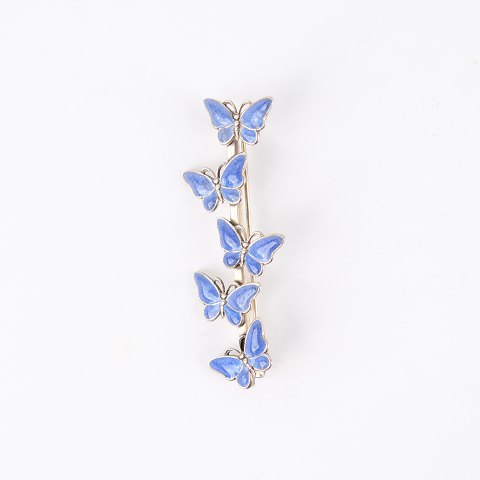 Brooch – Blue Enamel Butterflies – Volmer Bahner – Sterling Silver 925S – 
1960s–1980s
