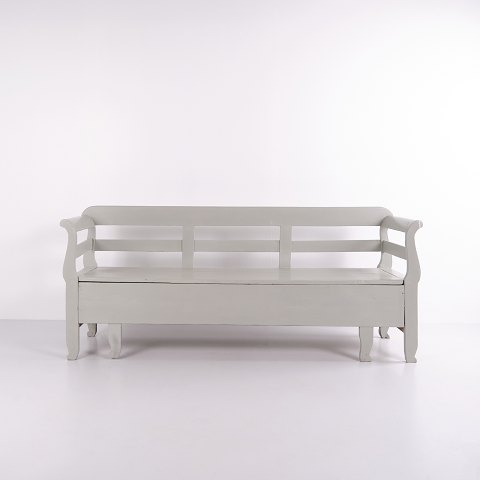 Antique Storage Bench – Grey Painted – Pine Wood – Storage – Circa 1860s