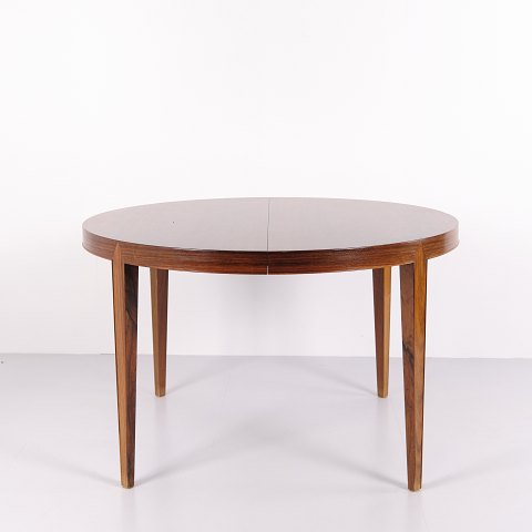 Severin Hansen Round Dining Table Model 57 in Rosewood with Extension, Haslev Furniture Factory, 1960s