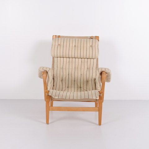 Bruno Mathsson Pernilla Armchair Model 69 in Striped Fabric for DUX, 1960s