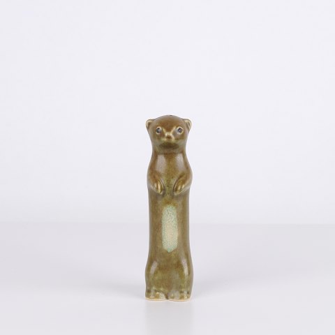 Ferret / Stoat Figure in Glazed Ceramic by Knud Basse, 1960s