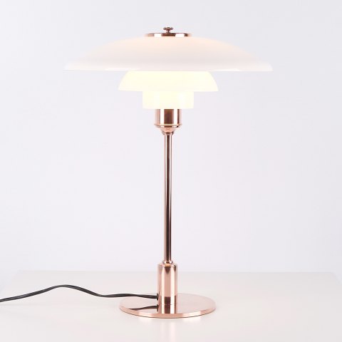 Poul Henningsen Table Lamp Model PH 3½-2½ Limited Edition in Copper and White Opal Glass for Louis Poulsen