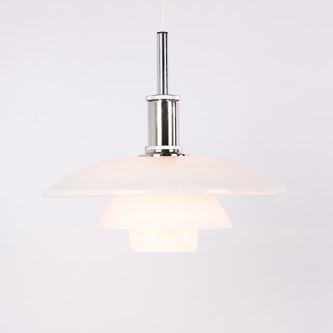 PH 4½-4 Pendant in White Opal Glass and Chrome, Poul Henningsen for Louis Poulsen