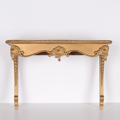 Wall Mounted Console Table in Gilded Wood with Carvings in Rococo Style from the 1920s