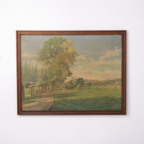 Oil Painting on Canvas Depicting a Landscape by Edith Bowall Dated 1944