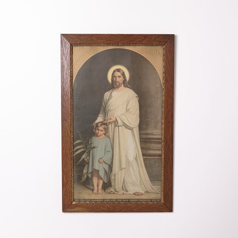 Print with religious motif in wooden frame