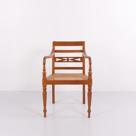 Antique armchair in Empire and Biedermeier style with cane work from the 1940s