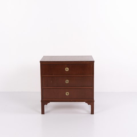 Mahogany Chest of Drawers with 3 Drawers and Brass Handles 1930s