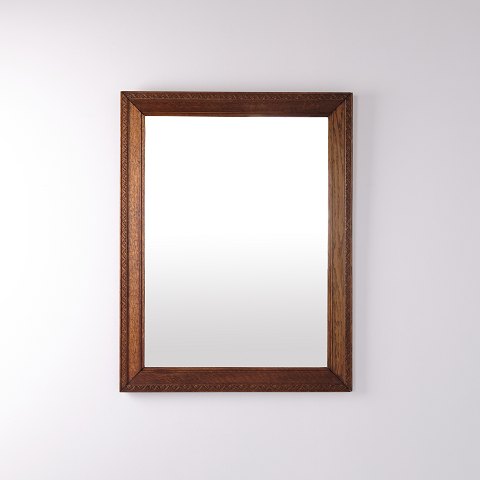 Oak Mirror with Carved Frame 1940s