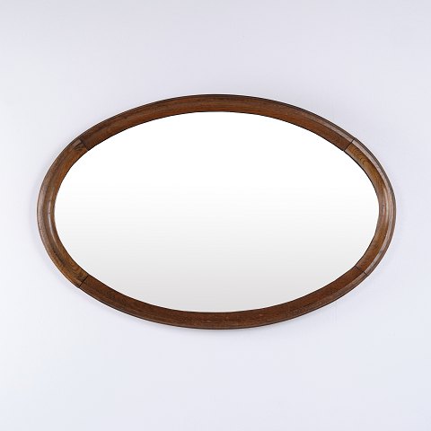 Oval Mirror with Wooden Frame 1920s
