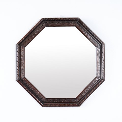 Octagonal Mirror Dark Wood 1890s