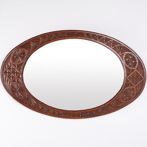 Oval Mirror with Carved Frame 1890s