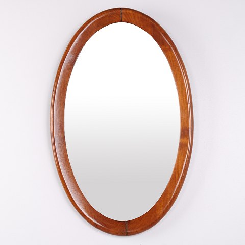 Oval Mirror with Walnut Frame from the 1940s