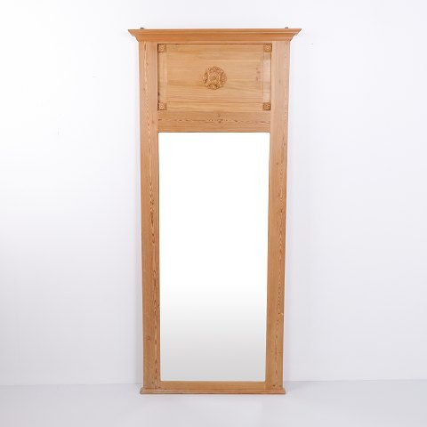 Rectangular Mirror in Pine with Carved Details from the 1940s
