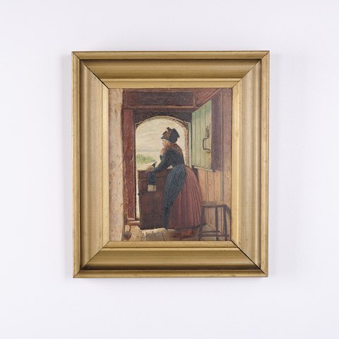 Painting on Board Depicting a Peasant Woman from the 1930s