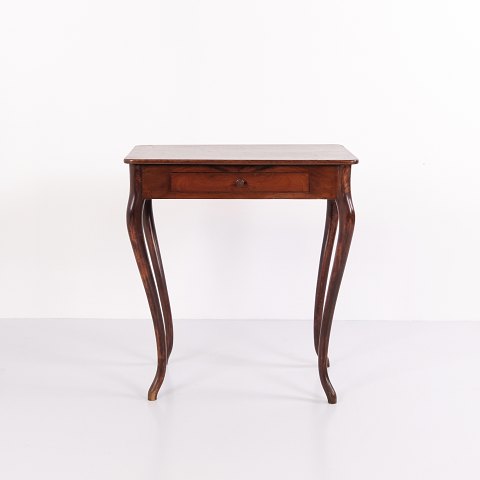 Mahogany Side Table with Drawer and Curved Legs from Around 1910