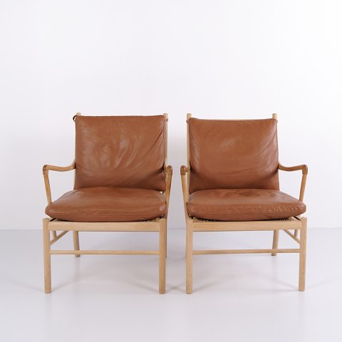 Colonial Armchair Model PJ149 in Oak with Cognac Leather by Ole Wanscher for P. Jeppesen