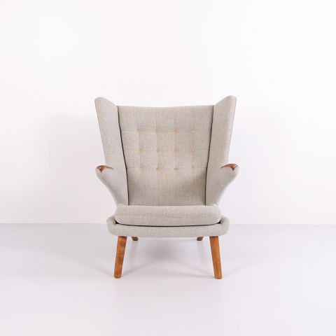 Papa Bear Chair Model AP19 in Light Grey Hallingdal with Teak by Hans J. Wegner for PP Møbler