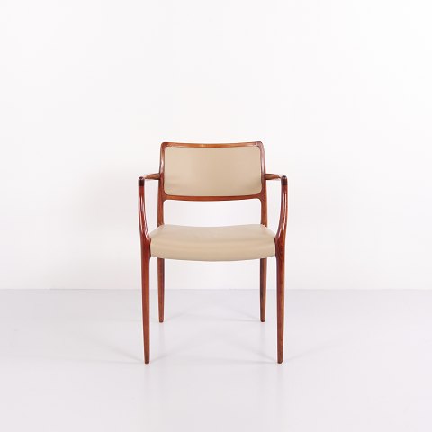 Model 62 Armchair in Rosewood with Light Elegance Leather by N.O. Møller for J.L. Møllers Møbelfabrik 1962