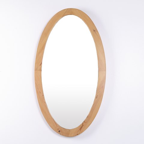 Oval Mirror with Oak Frame from the 1940s