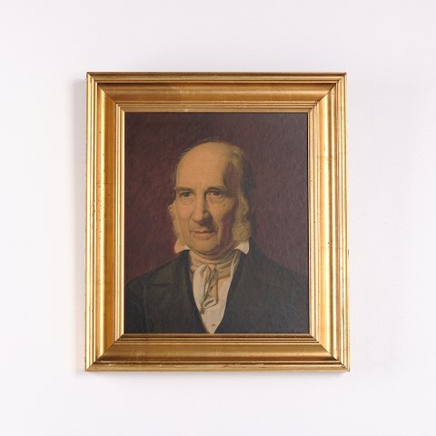Print on Board with Portrait of Grundtvig in Gilt Frame 20th Century