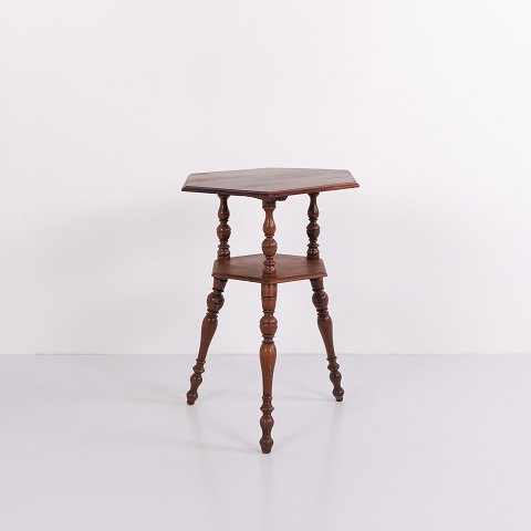 Mahogany Side Table or Plant Stand with Shelf from the 1920s