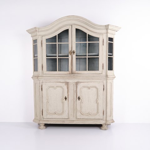 Antique German Painted Oak Display Cabinet with Glass Doors from the 1790s
