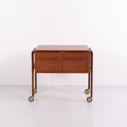 Attributed to Arne Vodder Small Freestanding Teak Chest or Sewing Table 1950s