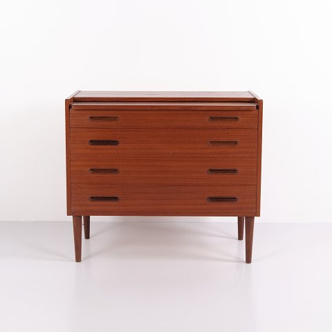Danish Teak Dresser with Hidden Vanity and Mirror 1960s
