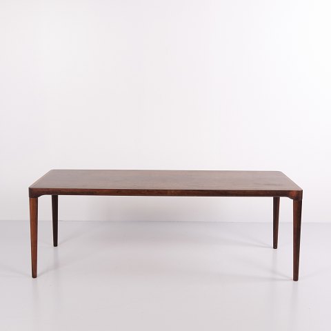 Rectangular Rosewood Coffee Table with Round Tapered Legs Danish Design 1960s