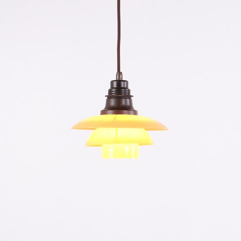 Poul Henningsen PH 2/2 Pendant with Yellow Painted Shades by Louis Poulsen 1930s