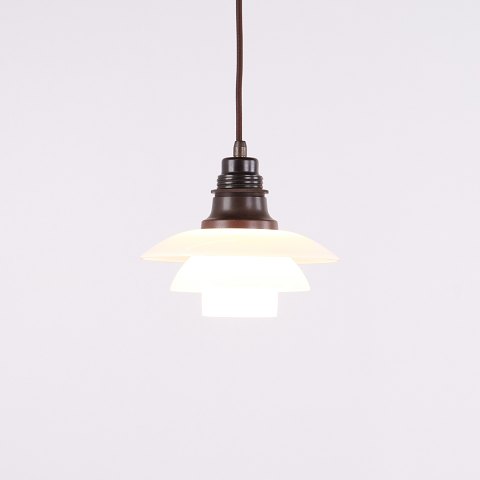 Poul Henningsen PH 2/2 Pendant with Opal Glass by Louis Poulsen 1930s