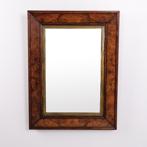 Antique Rectangular Mahogany Wall Mirror with Gilt Inner Frame circa 1880s