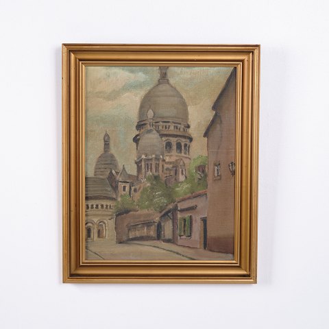 Oil Painting of Sacré Coeur in a Gilt Frame circa 1920s