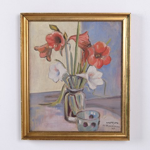 Flower Painting on Canvas in Gilt Frame 38 x 32.5 cm