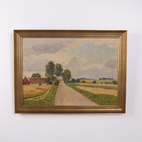 Landscape Painting on Canvas in Gilt Frame 58.5 x 78 cm