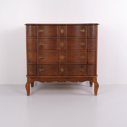 Large Baroque Oak Chest of Drawers with Brass Fittings, 18th Century