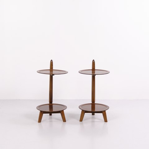 Pair of Edmund Jørgensen Walnut Plant Stands / Side Tables, 1950s