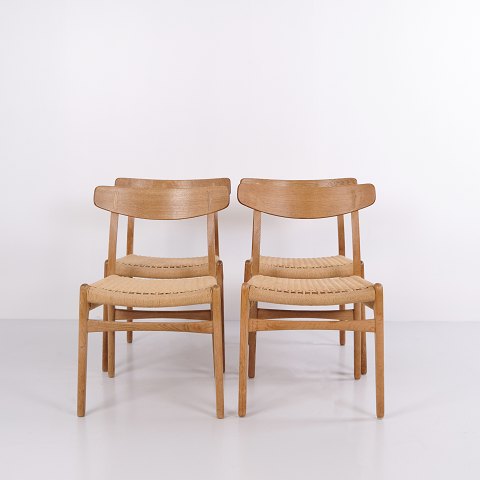 Hans J. Wegner CH23 Oak Dining Chairs with Woven Seats by Carl Hansen & Søn, 1960s