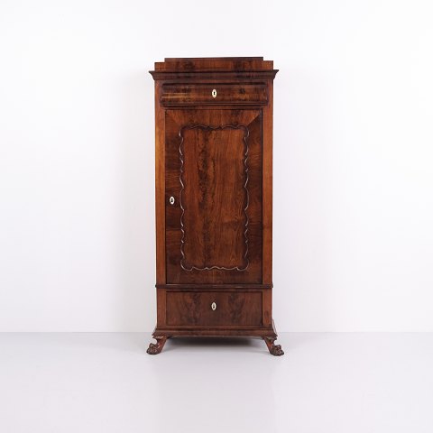 Antique Hand-Polished Mahogany Silverware Cabinet with Lion Feet, 1860s