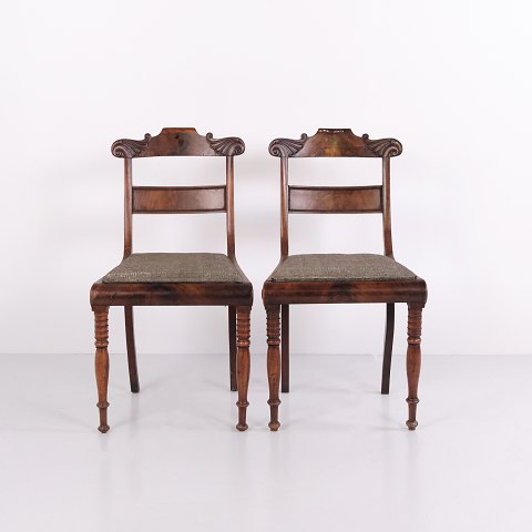 Pair of Antique Late Empire Mahogany Salon Chairs from the 1840s