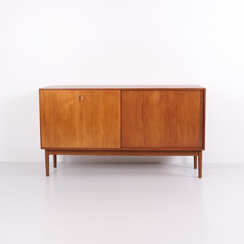 Danish Teak Sideboard with Sliding Doors, Drawers and Shelves from the 1960s