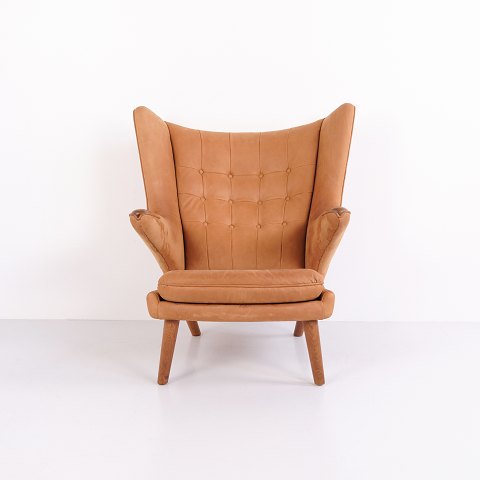 Hans J. Wegner AP19 Papa Bear Chair in Cognac-Coloured Nubuck Leather by AP Stolen